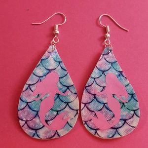 Mermaid Faux Leather Earrings